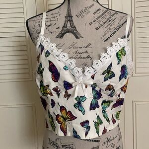 Current Mood Butterflies Crop Tank Top Cami Festival